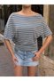 Women's Off-Shoulder Blouse - Loose Fit One-Shoulder Summer T-Shirt - 2