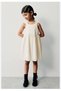 Girl's Ecru Scallop Dress with Straps, Summer Cotton Stylish Dress