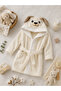 Boy's Hooded Bathrobe with Ears – 100% Cotton Soft Textured Belted Children's Bathrobe - 2