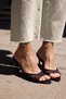 Macoli Women's Black Tulle Detail Single Strap Slippers