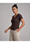 Women's V-Neck Blouse Modal Fabric Soft Textured Relaxed Fit T-Shirt