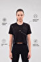Women's Boxy Fit Crop Tee With Gold Foil Print - 2