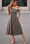 Women's One-Shoulder Strap Short Sleeve Midi Length Viscose Dress - 4