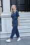Women's Silky Textured Flexible Modal Fabric High Waist Pants with Side Pockets - Navy Blue