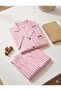 Women's Buttoned Short Sleeve Straight Leg Striped Pajama Set - 5