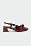 Cardi Bow Detailed Women's Burgundy Patent Leather Heeled Shoes - 3