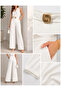 Ecru Palazzo Trousers with Gold Buckle - 2