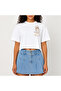 Crop T-Shirt White Printed Relaxed Fit Raw Cut Basic Short Tshirt