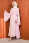 Pink Spanish Sleeve Waist Tie Tulle Dress - 4