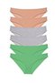 Glb-Stl41414 6 Pieces Super Eco Set Lycra Women's Slip Panties Skin Gray Green