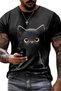 Men's Crew Neck Cat Printed Single Jersey T-Shirt - 2