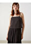 Brown Square Neck Modal Blend Strap Dress - 2