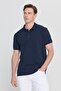 Non-Curling Pique Polo Collar Men's Prussian Navy Blue T-Shirt - 6