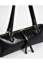 Women's Baguette Shoulder Bag with Shiny Leather Look, Zipper and Gold Accessories, Mini Hand and Shoulder Bag - 7