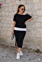 Women's Round Neck Blouse, Strappy Inner Blouse and Skirt, Bottom Top Three-Piece Set - 4