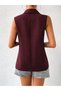 Women's Open-Front Elegant Atlas Fabric Vest with Stones - 2