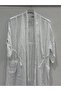 Women's White Italian Pis Cut Foldable Sleeves Oversize Long Linen Kaftan with Pockets 40 - 48 Size - 2
