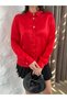 Women's Soft Satin Textured Gold Foil Button Detailed Stylish Shirt - 4