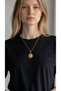 Gold Color Sun Motif Zircon Stone Shiny Steel Necklace - Does Not Tarnish - 45cm - 3