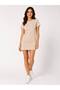 Kompak Ribana Zero Neck Mini Dress – Beige