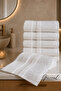 Linea |   Premium Jacquard 6 Pieces 50X90 cm 100% Cotton Ultra Soft Hand & Face Towel Set |   Soft Textured |   Hand & Face Towel - White - 4