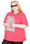 Mode XL Real Big Size Women's T-Shirt Bis Collar Chicago U26116 Red - 4