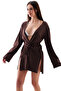 Soft Cotton Women's Beach Dress - Long Sleeve Mini Kimono Pareo - 3