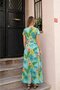 Women's Short Sleeve Crew Neck Polka Dot Maxi Knitted Crepe Dress - 3