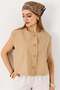 Women's Short Sleeve Buttoned Crop Vest Mink - 7