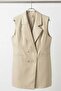 Women's Double-Breasted Collar Buttoned Sleeveless Vest Beige
