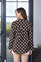 Brown Polka Dot Women's Shirt Long Sleeve Patterned Stylish Shirt - 6