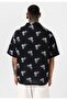 Patterned Short Sleeve Oversize Shirt - 4