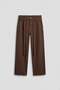 Men's Baggy Fit High Waist Belted Gabardine Trousers Brown