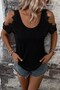 Women's Open Shoulders Round Neck Viscose Blouse - 3
