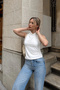 Women's White Buckle Crop Top 216 - 3