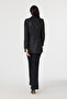 Belt detailed sparkling textured black suit 1883 - 6