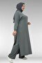 57007 Large Size Side Slit Trouser Suit - Anthracite - 4