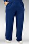 57007 Plus Size Side Slit Trouser Suit - Navy Blue - 5