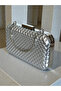 Silver Embossed Leather Women's Evening Dress Bag Wedding Engagement Graduation - 8
