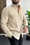 Men's Muslin Fabric Cotton Shirt Cream Edw488 - 2
