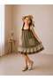 Girl's Dress with Pockets and Ruffle Detail, Khaki Color, Summer Model - 2