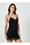Black Lace Trim Slip Babydoll - 3
