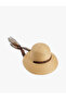 Patterned Scarf Detailed Straw Hat - 2