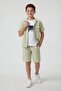 Green Boy's Linen Shirt and Shorts 3-Piece Set 24582 - 2