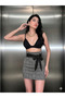 High Waist Belted Detailed Plaid Mini Skirt - 2