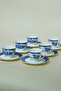 Blue New Bone 6-Person Coffee Cup Set Turkish Coffee Presentation Set - 4