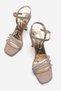 Women's 3 Stone Decorated Heeled Sandals with Painted Heel Gold Glitter - 5