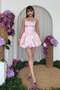 Women's Satin Balloon Skirt Halter Neck Mini Dress - Slim Fit Design - 4