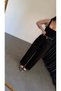 Palazzo Gold Buttoned Trousers Black - 2