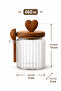 3-Piece Glass Storage Jar Set with Acacia Lid, Heart Handle, and Spoon for Coffee, Sugar, Turkish Delight, and Nuts - 6